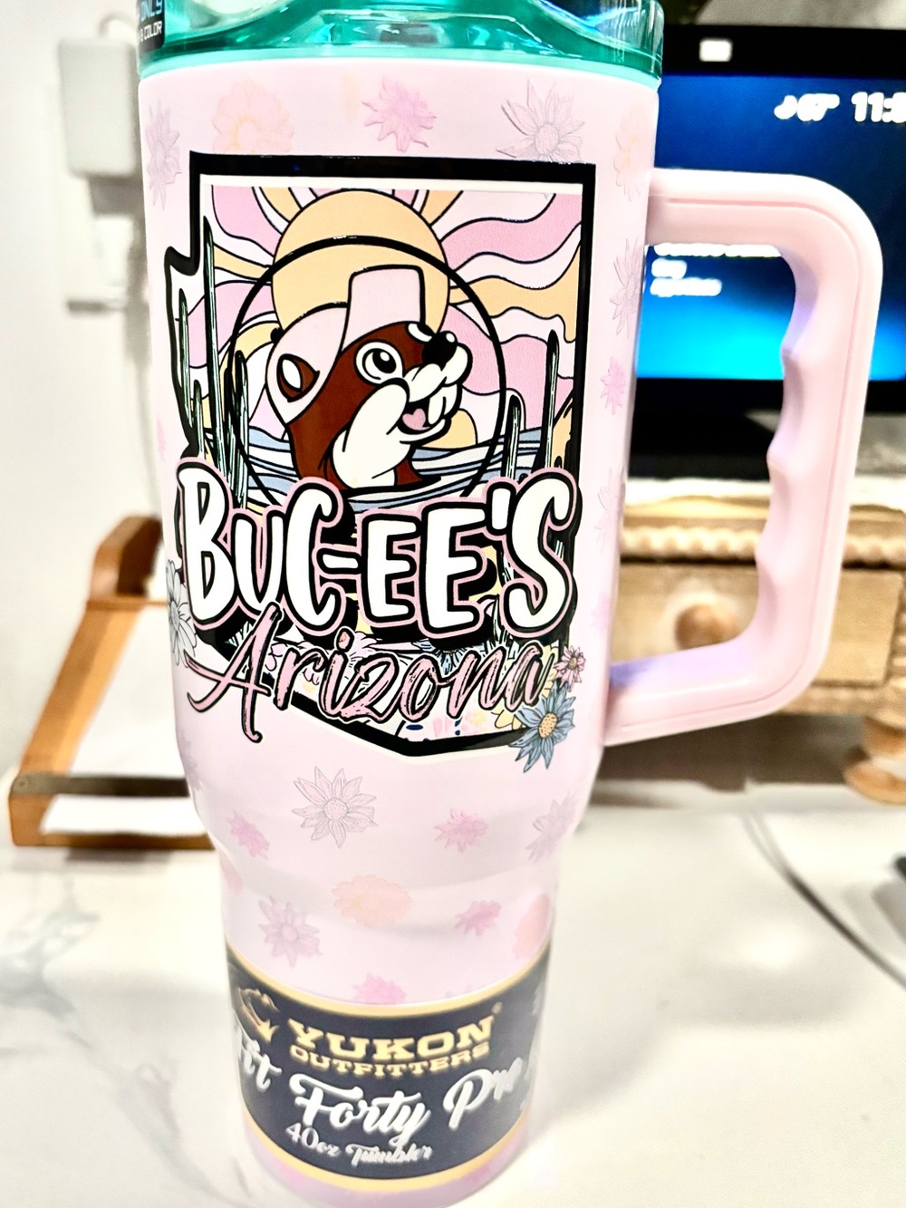 Buc-ee's Arizona Pink Travel Mug with Handle